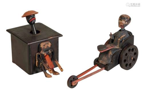 TWO CHINESE WOODEN NOVELTY TOYS, EARLY 20TH CENTURY