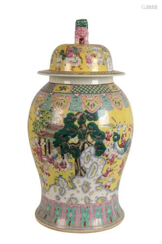 LARGE FAMILLE ROSE 'BOYS' VASE AND COVER, REPUBLIC PERIOD,