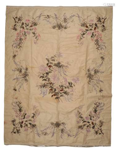 CHINESE SILK EMBROIDERED PANEL, LATE QING DYNASTY