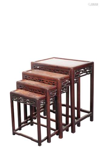 SET OF HONGMU QUARTETTO TABLES, LATE QING DYNASTY