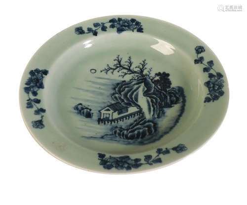 CELADON AND UNDERGLAZE BLUE DISH, 20TH CENTURY