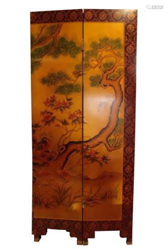 SEVEN-FOLD LACQUER SCREEN, 20TH CENTURY