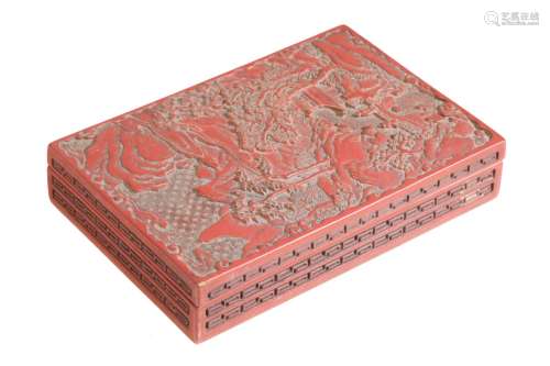 CINNABAR LACQUER COVERED BOX, LATE QING DYNASTY