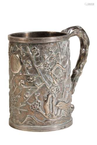 SMALL CHINESE EXPORT SILVER TANKARD, LUEN WO, EARLY 20TH CENTURY