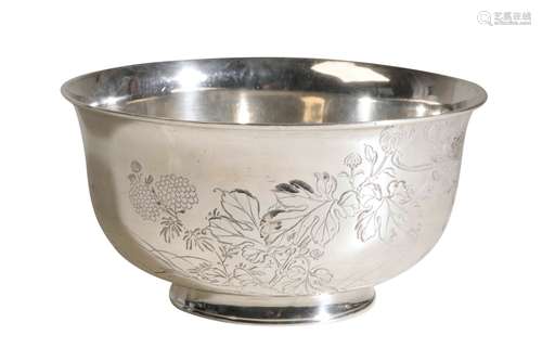 FINE JAPANESE SILVER BOWL, BY MUSASHIYA, YOKOHAMA, MEIJI PERIOD