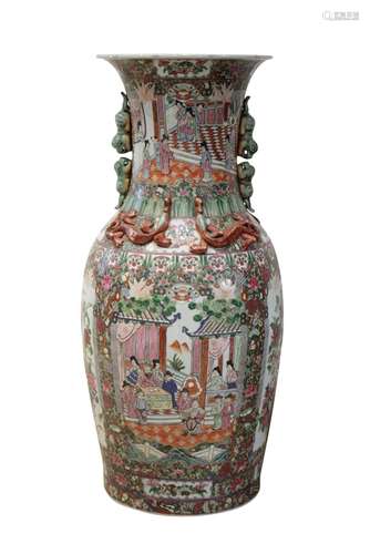 MONUMENTAL PAIR OF FAMILLE ROSE VASES, REPUBLIC PERIOD