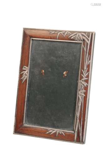 JAPANESE HARDWOOD AND SILVER FRAME, MEIJI PERIOD