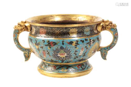 CLOISONNÃ‰ AND GILT-BRONZE 'LOTUS' CENSER