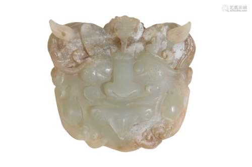 ARCHAISTIC CARVED JADE BELT BUCKLE