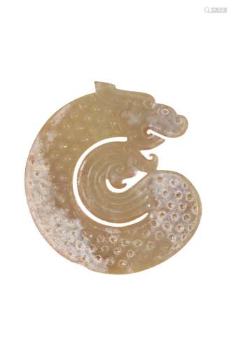 CARVED 'ARCHAIC' JADE 'DRAGON' PLAQUE, MING OR LATER