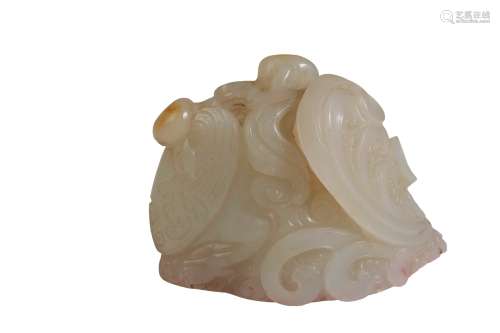 CARVED WHITE JADE 'DRAGON' SEAL