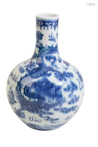 SMALL BLUE AND WHITE 'DRAGON' VASE, YONGZHENG SIX CHARACTER MARK BUT LATER