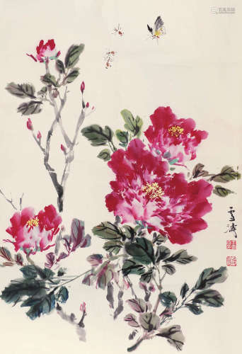 王雪涛（1930～1982） 花卉草虫 镜片 设色纸本