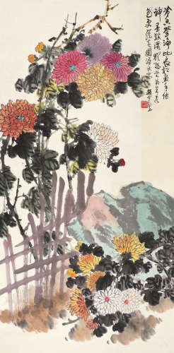 赵云壑（1874～1955） 花卉 立轴 设色纸本