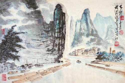 黄独峰（1913～1998） 邕江 镜片 设色纸本