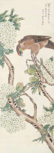 俞致贞（1915～1995） 工笔花鸟 立轴 设色绢本