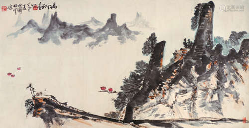 黄独峰（1913～1998） 漓江秋色 镜片 设色纸本