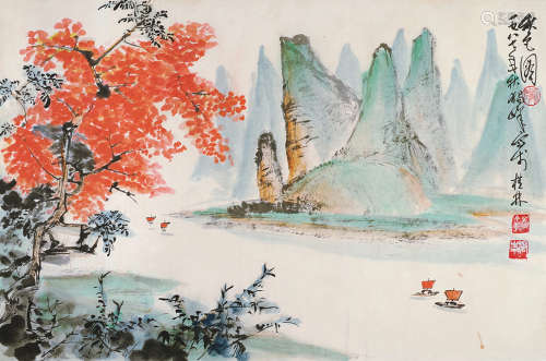 黄独峰（1913～1998） 秋色图 镜片 设色纸本