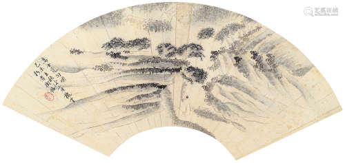 陈衡恪（1876～1923） 高仕图扇面 镜片 设色纸本