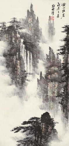 郭传璋（1912～1990） 黄山松崖 立轴 设色纸本