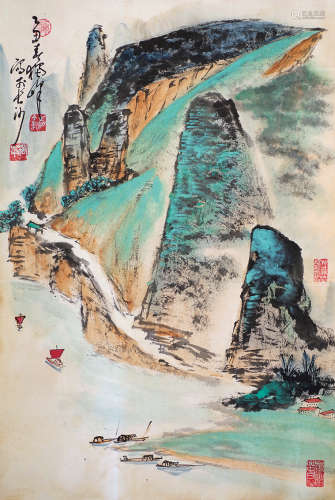黄独峰（1913～1998） 长沙写生 镜片 设色纸本