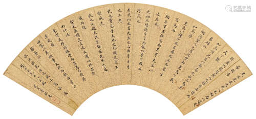 鲁琪光（1828～1898） 书法扇面 镜片 水墨金笺