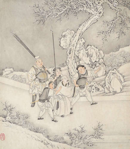 徐燕孙（1911～2012） 人物故事 镜框 设色纸本