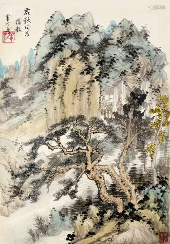陈半丁（1876～1970） 山水 镜框 设色纸本