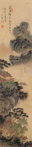溥儒（1896～1963） 山水 镜框 设色绢本