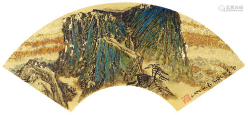 何海霞（1908～1998） 西岳太华 镜片 设色金笺
