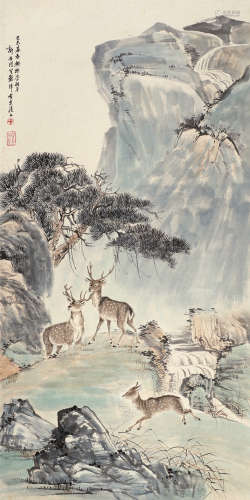 程璋（1869～1938） 快乐图 立轴 设色纸本