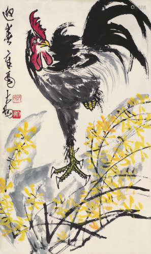 陈大羽（1912～2001） 迎春 立轴 设色纸本