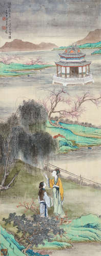 吴青霞（1910～2008） 山水人物 立轴 设色绢本
