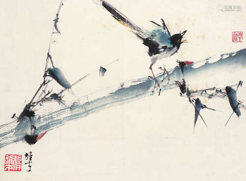 黎雄才（1910～2001） 竹鸟图 镜片 设色纸本