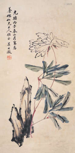 吴大澂（1835～1902）（款） 花卉 立轴 设色纸本