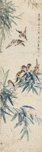朱梦庐（1826～1900） 花鸟 立轴 设色纸本
