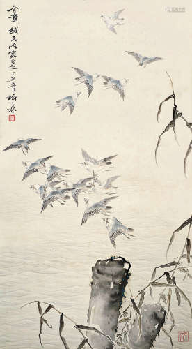 柳子谷（1901～1986） 花鸟 立轴 设色绢本