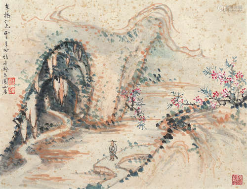 张祥凝（1911～1958） 山水人物 镜片 设色纸本