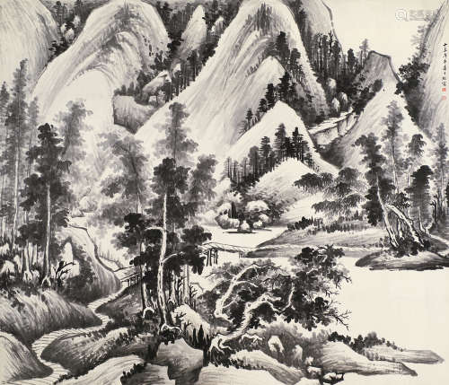 卢子枢（1900～1978） 山水 镜片 设色纸本