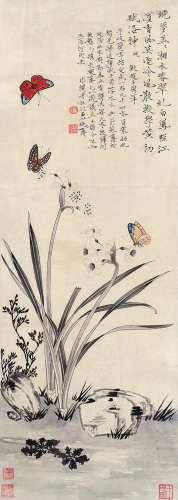 于非闇（1889～1959） 兰蝶图 镜片 设色纸本