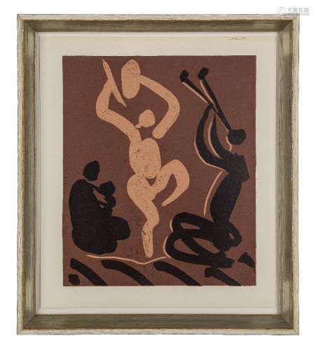 Pablo Picasso, Spanish 1881-1973- Mere, Danseur et Musicien [Bloch 929], 1962; linocut in colours on