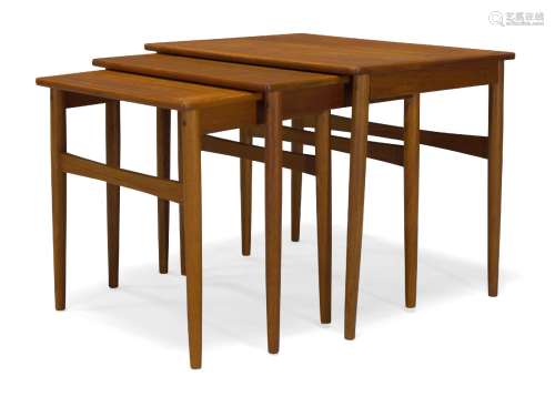 BR Gelsted, a teak nest of tables c.1960, stamped maker's mark to underside With three graduated