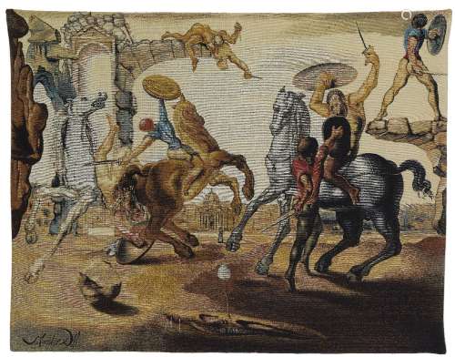 After Salvador Dali, Spanish 1904-1989- Bataille autour d’une Pissenlit, 1988; jacquard tapestry