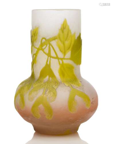 Gallé, a cameo glass vase c.1904-06, signed in cameo Gallé with star preceding The frosted body