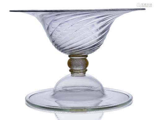 Murano, a glass fruit bowl of recent design Modern, Possibly made by Cesare Toso factory The