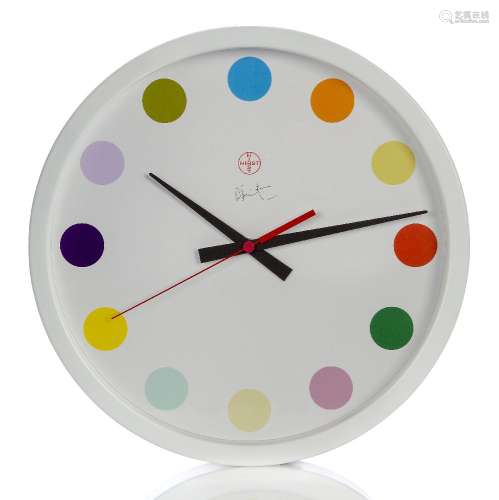 Damien Hirst (British 1965-), a Spot Clock 2009, printed signature to front A powdered metal clock
