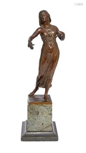 Gustav Schmidt Cassel (1867-1954), a patinated bronze figure 'Castanet Dancer', c.1900, signed