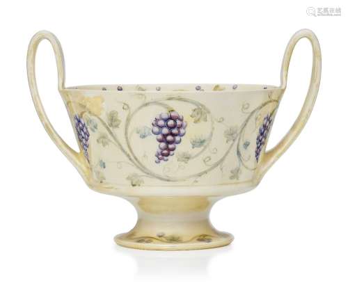 William Moorcroft (1872-1945), a Grape pattern twin-handled ceramic lustre bowl retailed by