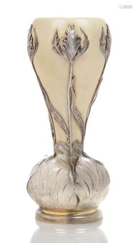 An Art Nouveau silver and ivory 'Safran' vase c.1901, Mark of V. Boivin, Paris, stamped French