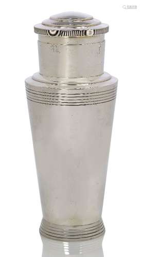 Keith Murray ( 1892-1981), an Art Deco silver plated Cocktail Shaker made by Mappin & Webb c.1935,